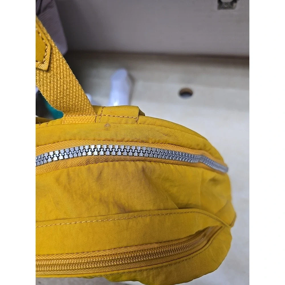 Kipling Seoul Large Laptop Backpack Yellow Gold Crinkle Nylon School Travel Bag